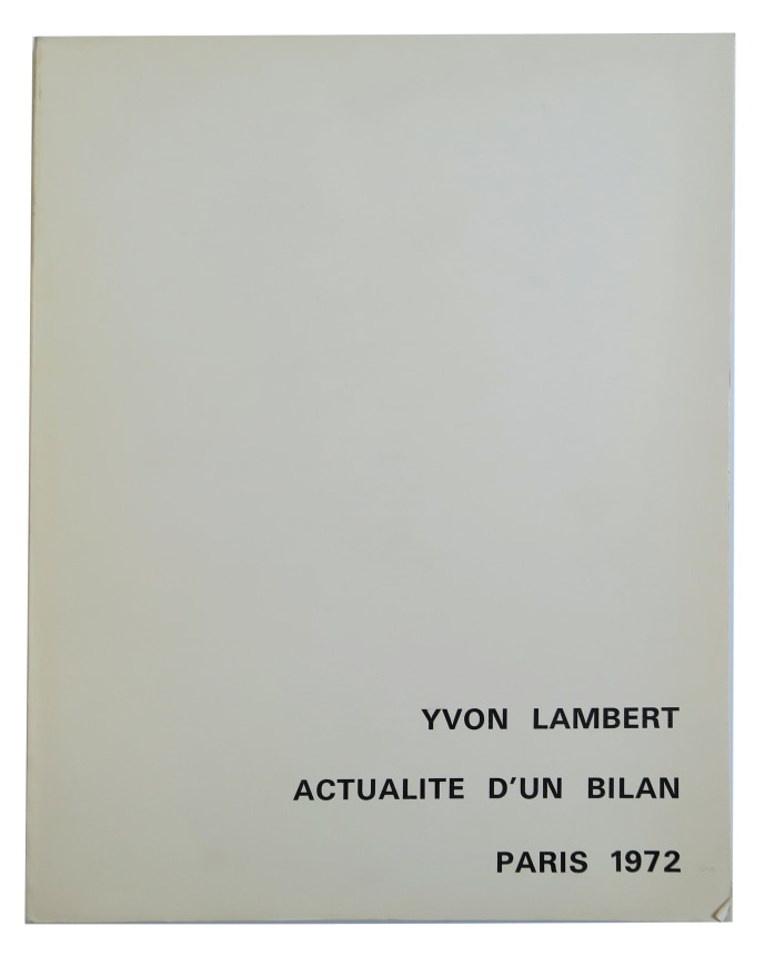 Yvon Lambert  Actualité d'un bilan Paris, Alternate Projects