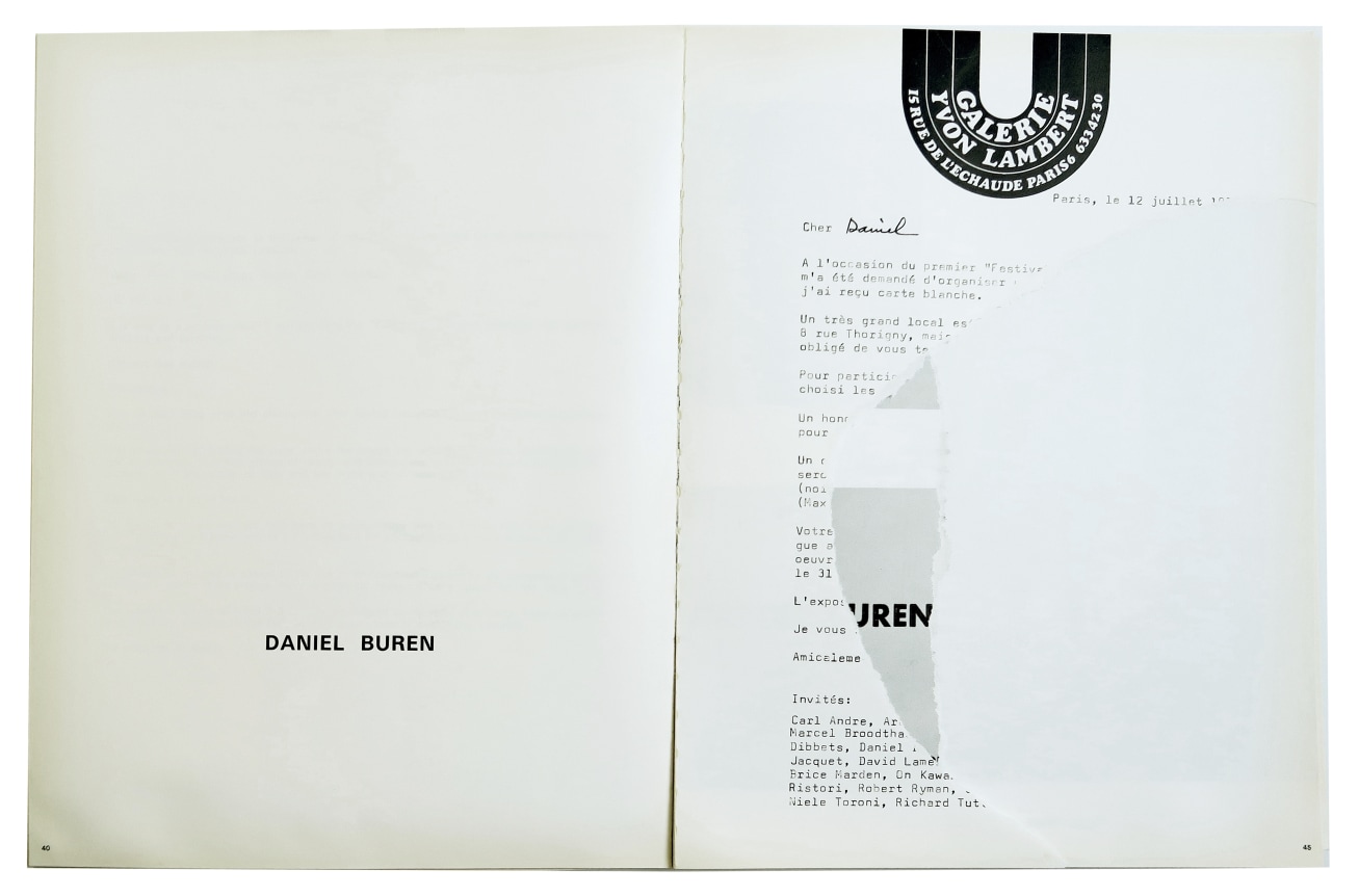 Yvon Lambert Actualité d'un bilan Paris, Alternate Projects