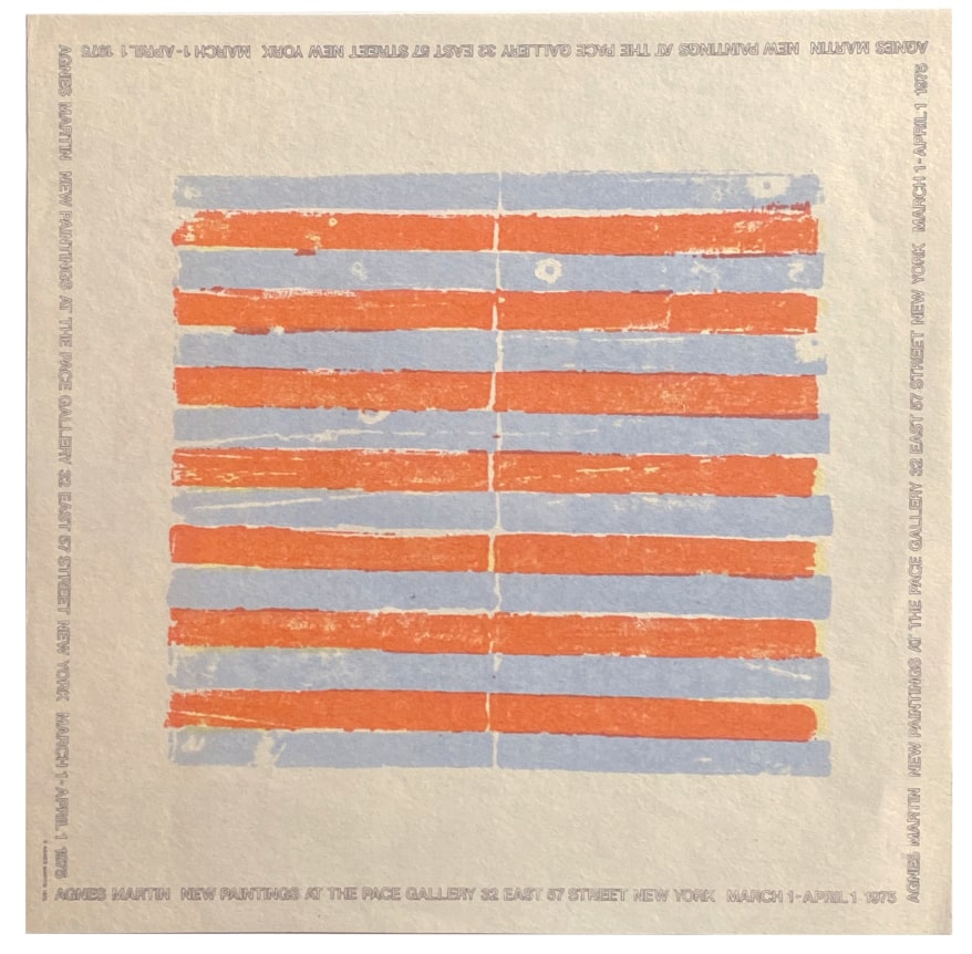 Agnes Martin New Paintings At The Pace Gallery, 1975, poster as announcement, @AlternateProjects
