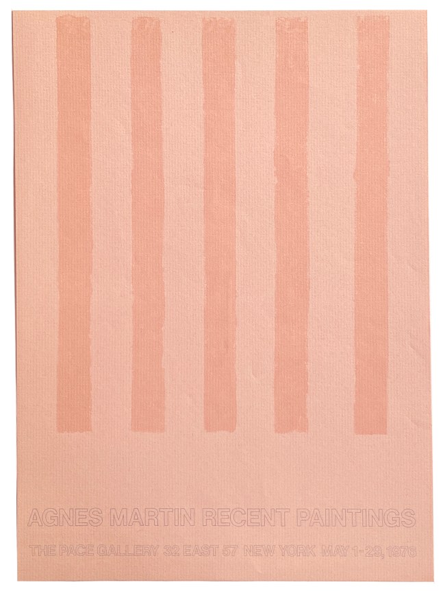Agnes Martin Recent Paintings, 1976, poster as announcement, @AlternateProjects