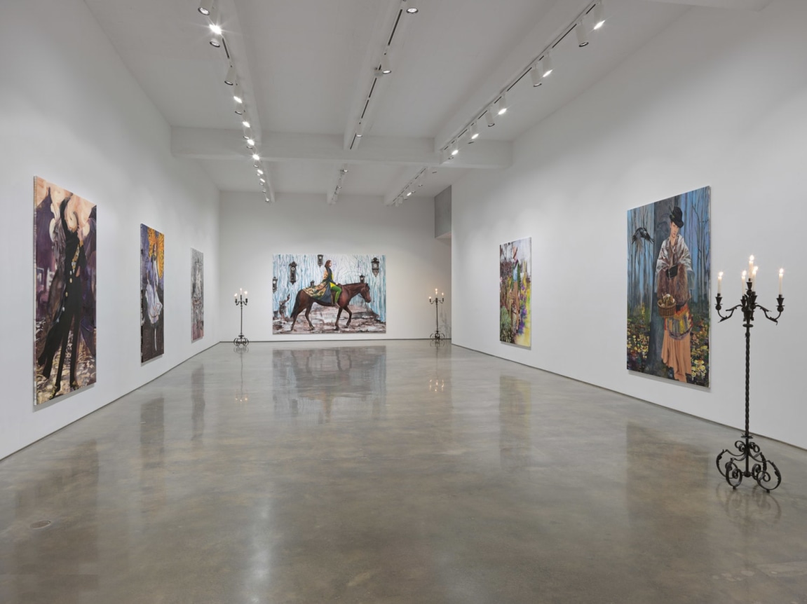 Paulina Olowska, "Wisteria, Mysteria, Hysteria." Installation view, 2016. Metro Pictures, New York.