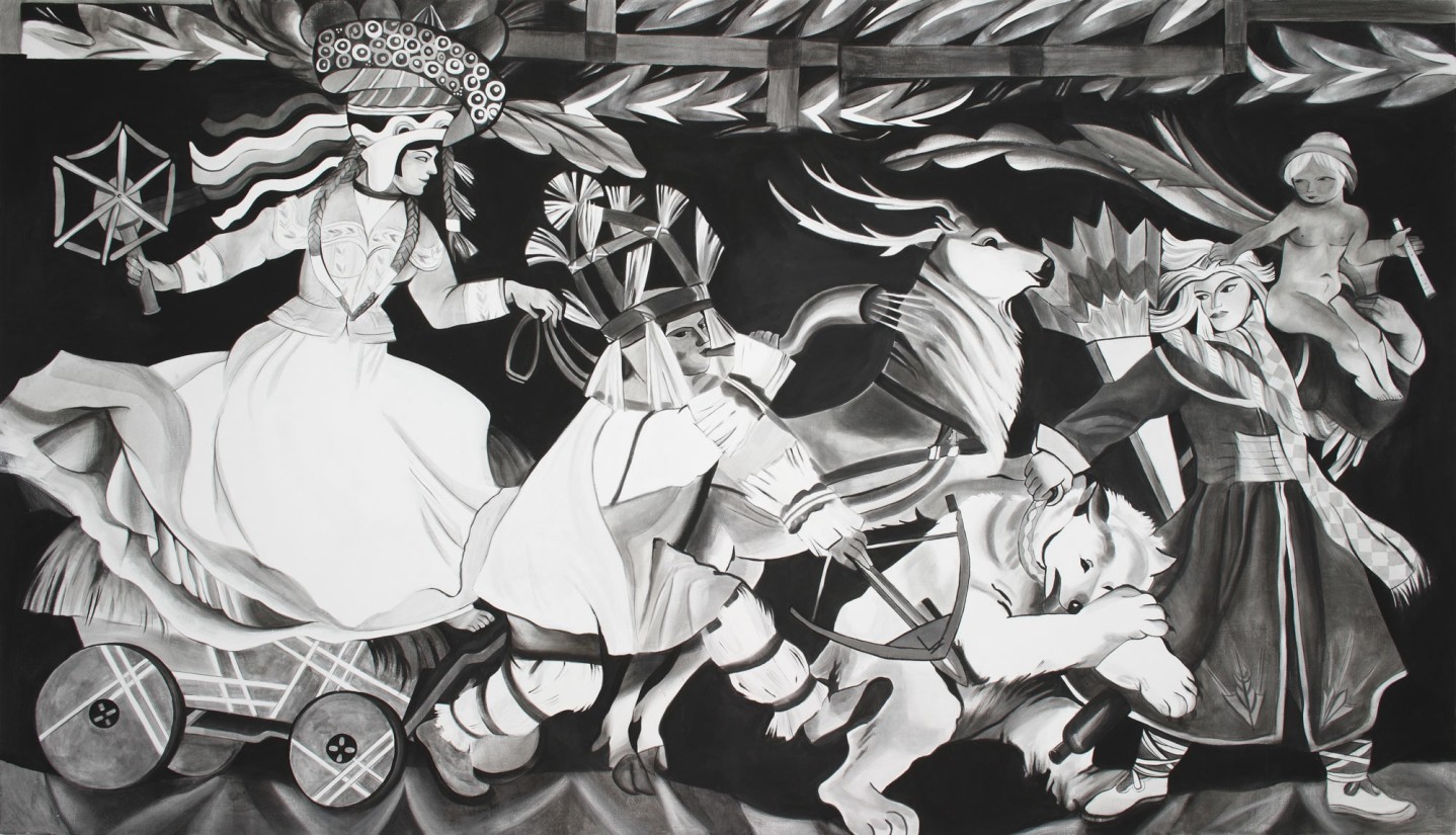 Zofia Stryjenska, 2008. Gouache on canvas, 90.55 x 157.48 inches (230 x 400 cm).