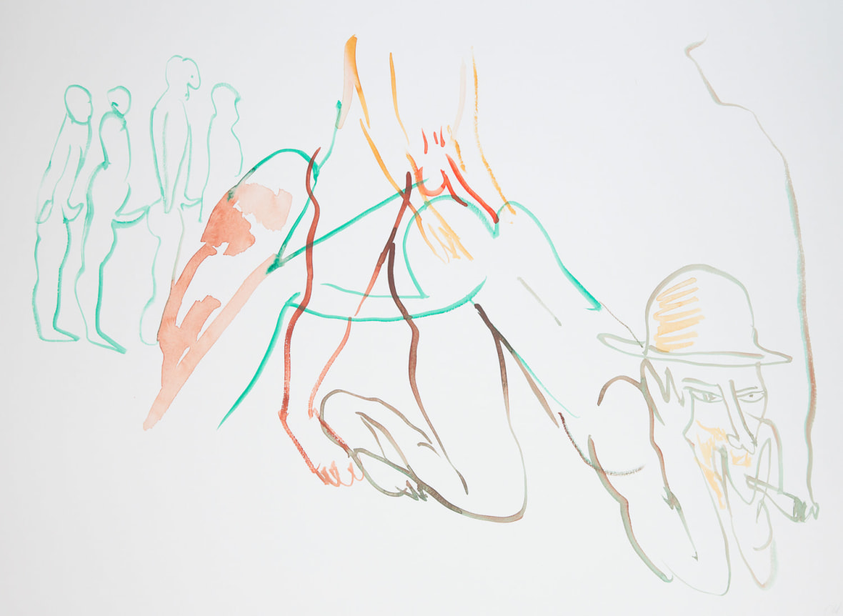 L'explorateur, 2015. Watercolor on paper mounted to dibond, 22 x 30 inches (55.9 x 76.2 cm).