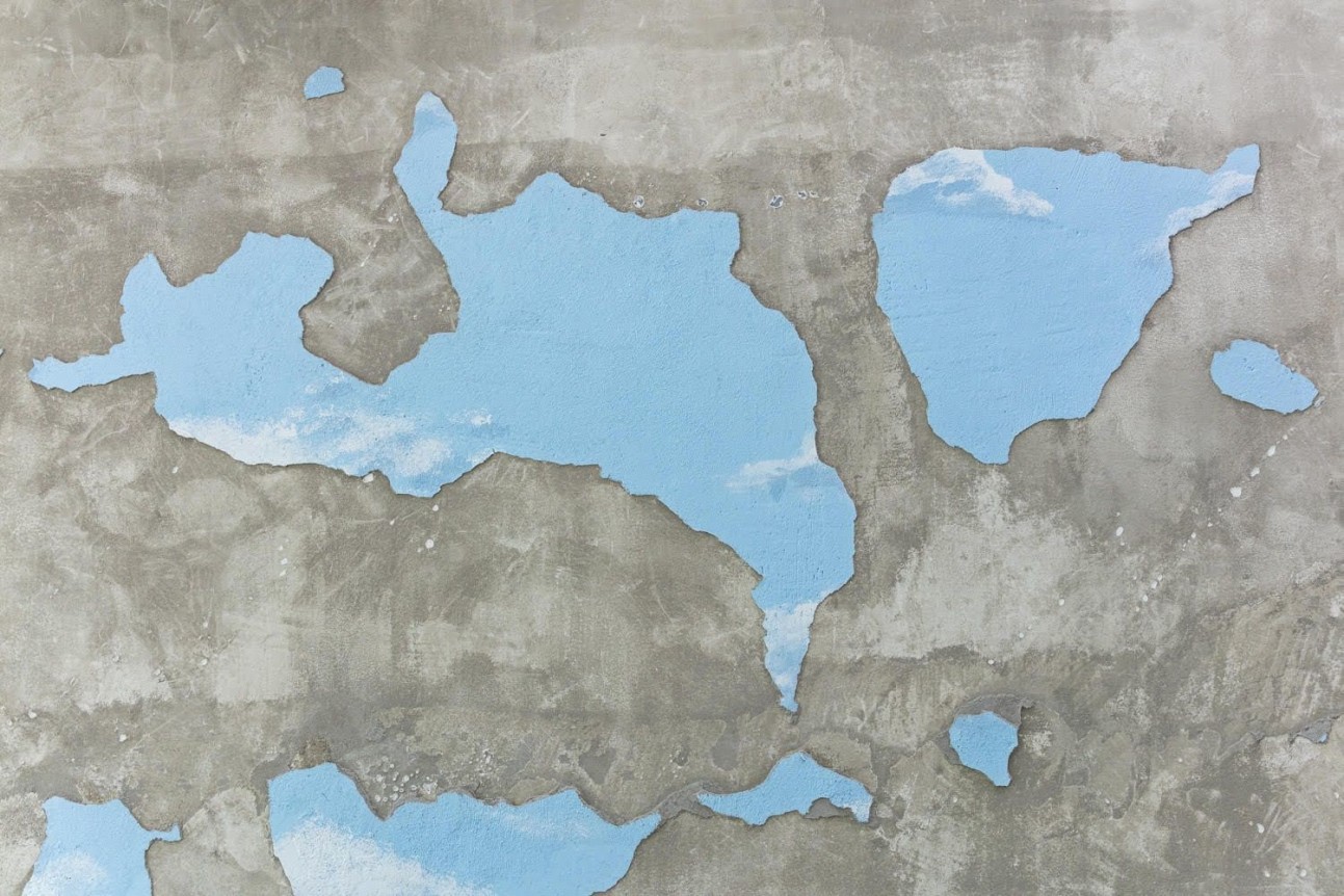 Cross Fade (detail), 2016. Fresco. Installation view, 2016. The Power Plant, Toronto.