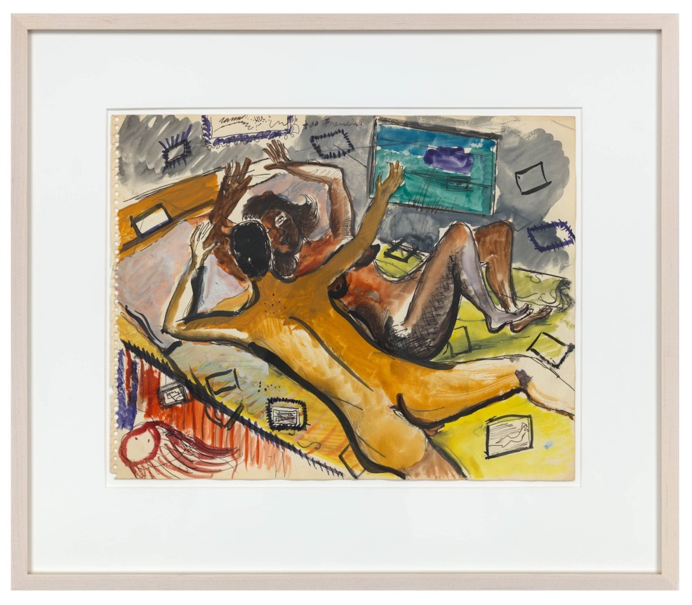 Untitled (too French.). Ink, watercolor on paper, 10.98 x 13.94 inches (27.9 x 35.4 cm).
