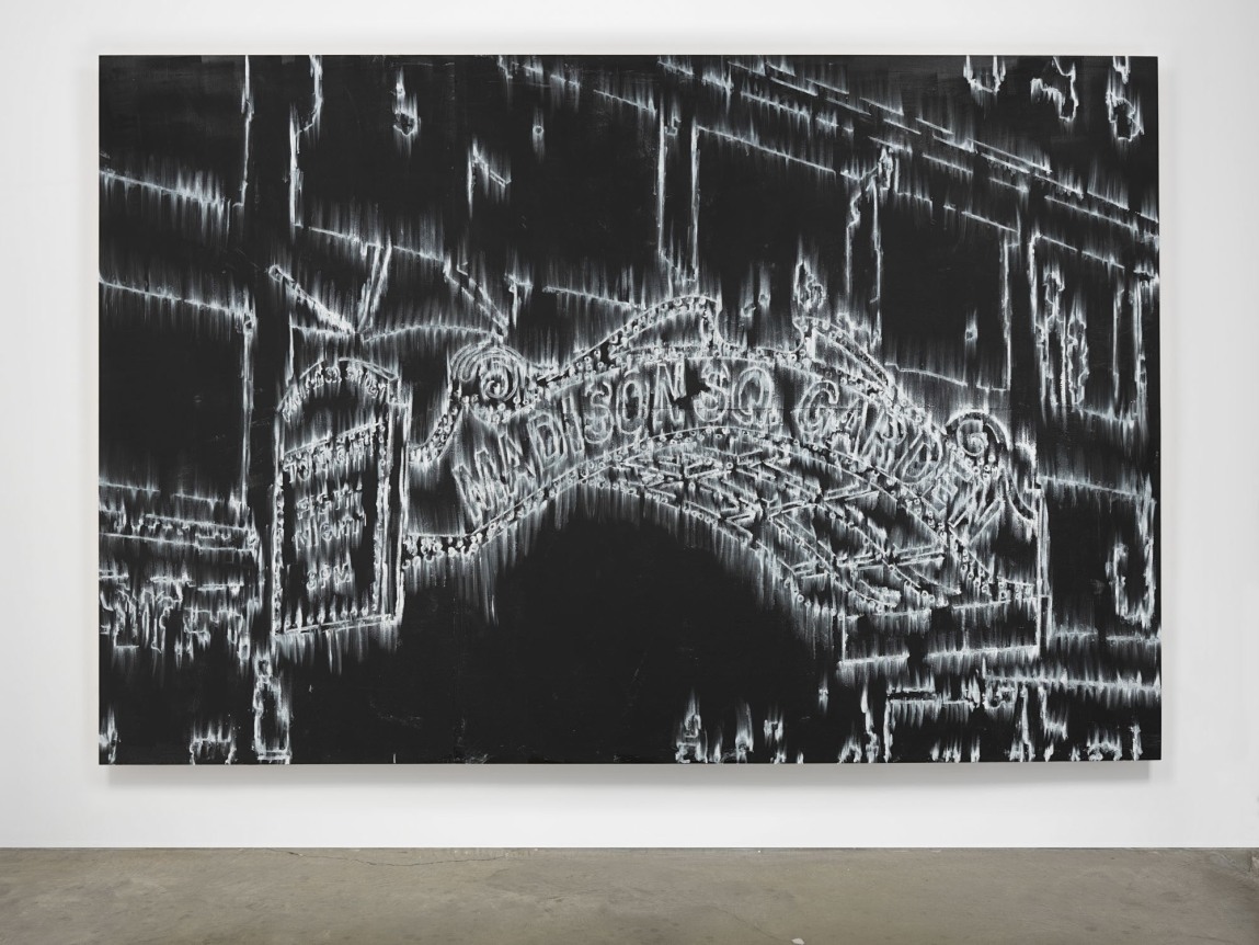 Fight Night, 2014. Enamel on wood, 96 x 144 inches (243.8 x 365.8 cm).