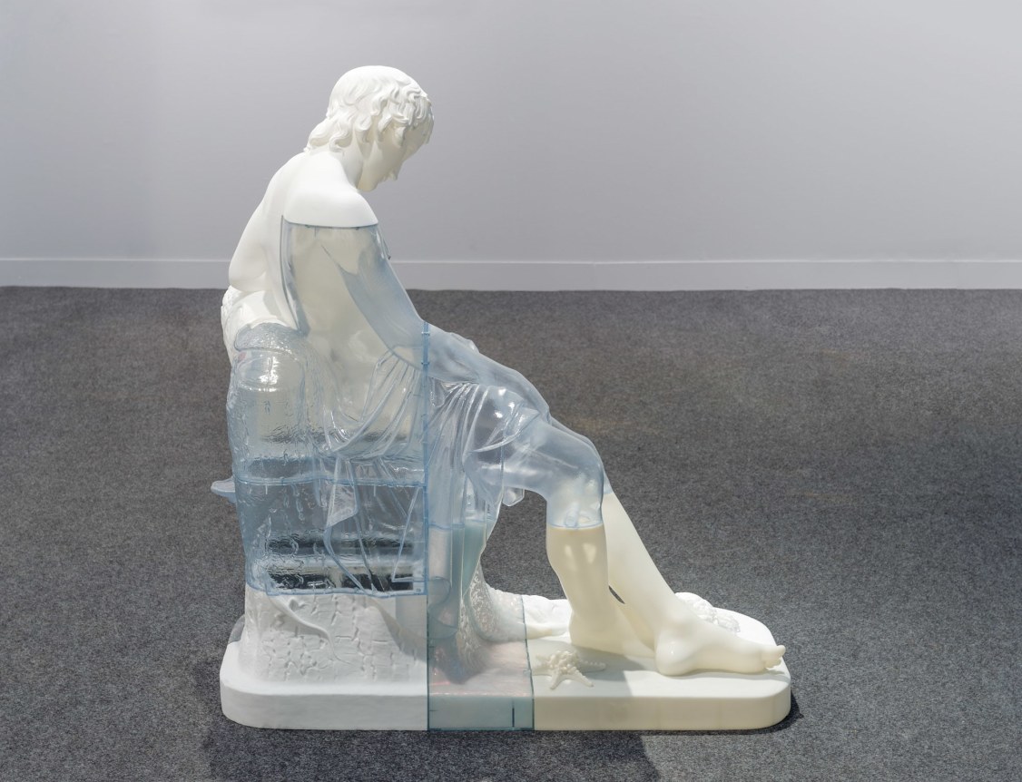 Sleeping Boy, 2016. Stereolithography and selective laser sintering, polyamide, polished epoxy, TuskXC2700T, polyurethane, and iridescent pigment, 43 7/8 x 40 x 21 11/16 inches (111.5 x 101.5 x 55 cm).