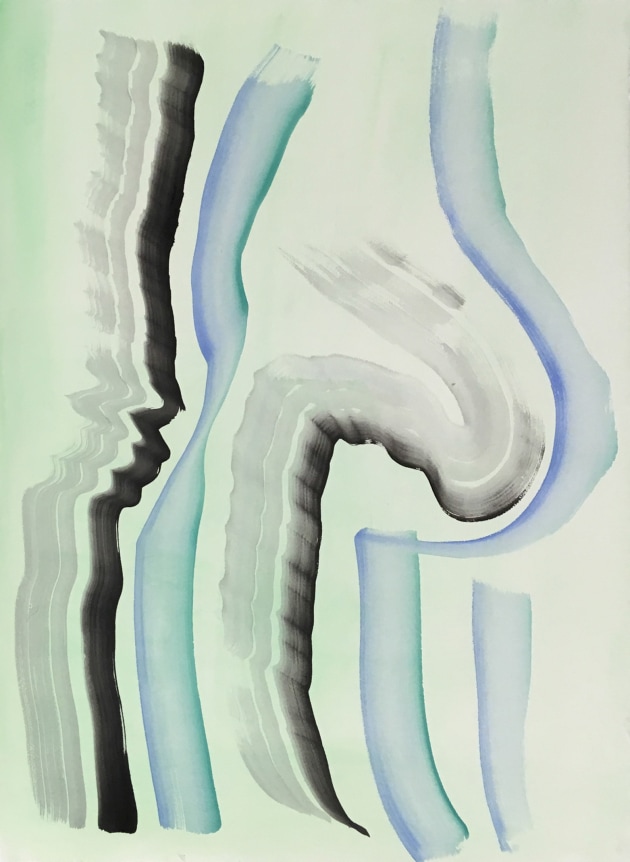 Acupuncture, 2018. Watercolor on paper mounted to dibond, 29 1/4 x 21 1/2 inches (74.3 x 54.6 cm).