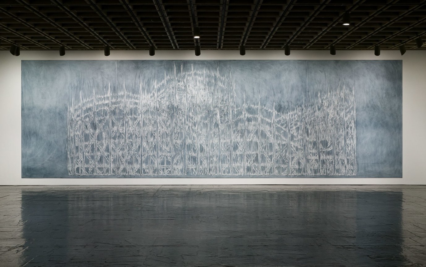 Ghoster, 1996. Paint & chalk (on wall), 156 x 545 inches (396.2 x 1384.3 cm).