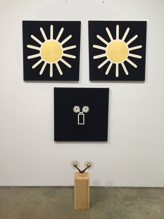 Untitled (tie rack and portraits), 1987. Acrylic on canvas, wood, tie rack,