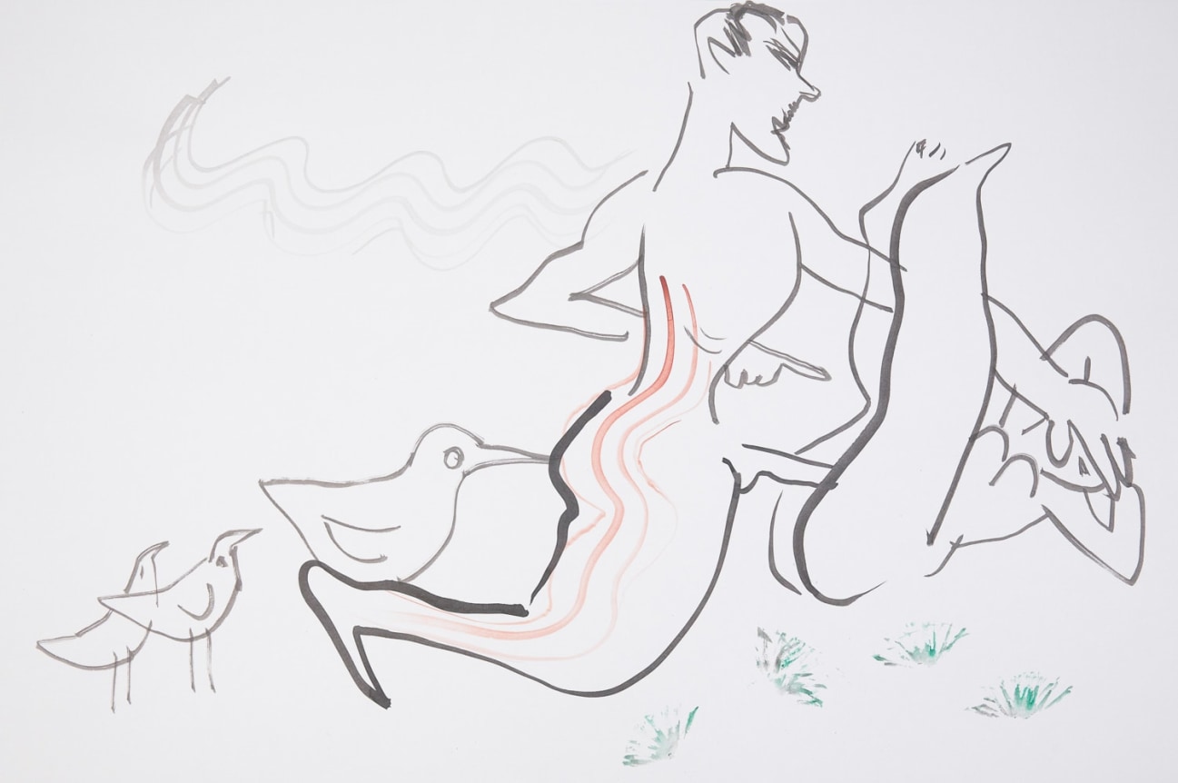 Easter, 2015. Ink and watercolor on paper mounted to dibond, 23 3/4 x 35 3/4 inches (60.3 x 90.8 cm).
