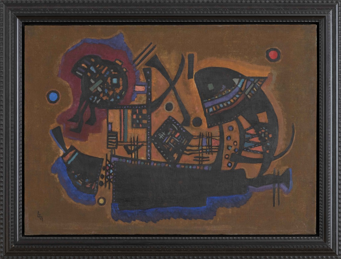 Wassily Kandinsky, Geflecht (Woven), 1927, Oil on canvas, 50 by 69 cm (19&frac34; by 27⅛ in.), DDG 53233