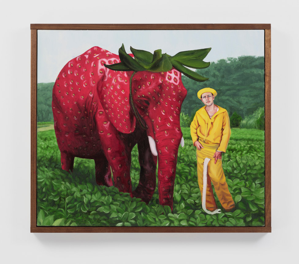 Hadi Falapishi Hiding an Elephant Behind a Strawberry, 2024