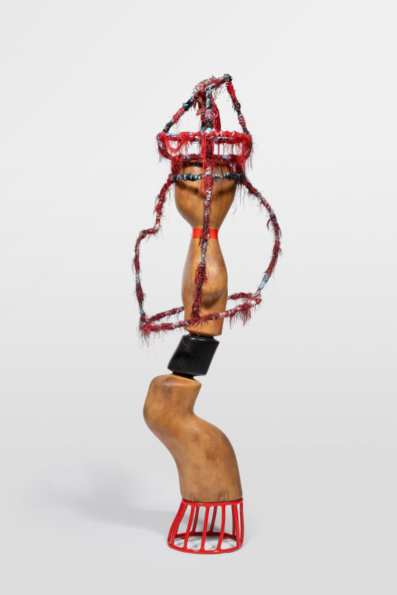 Julien Creuzet Attila cataracte, ta source aux pieds, des pitons verts, finira dans la grande mer, gouffre bleu, nous nous noyâmes, dans les larmes marées, de la lune, Shékéré, fourchette et corail, 2024