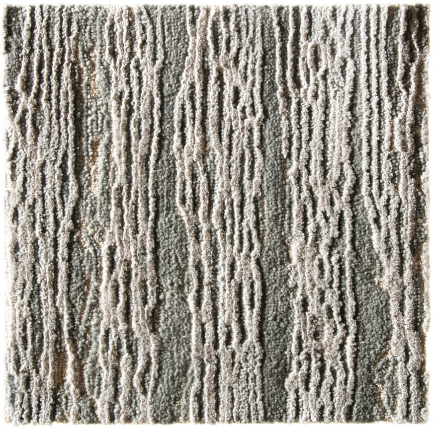 mae grey bamboo and felt hand-tufted sample