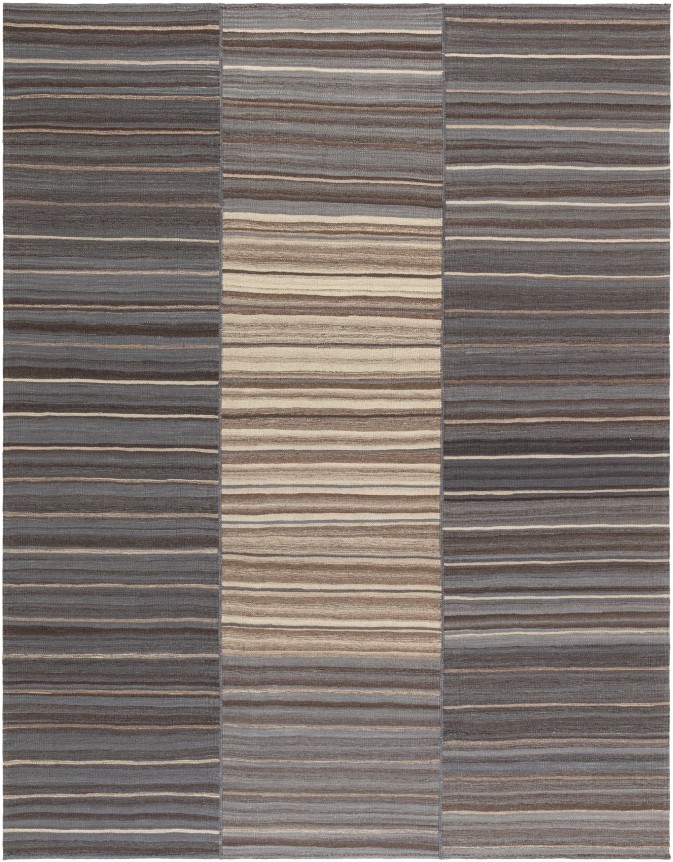 3 panel kilim with brown border and beige rectangle center