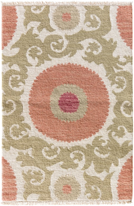 suzani 2' x 3' ivory and pink sample