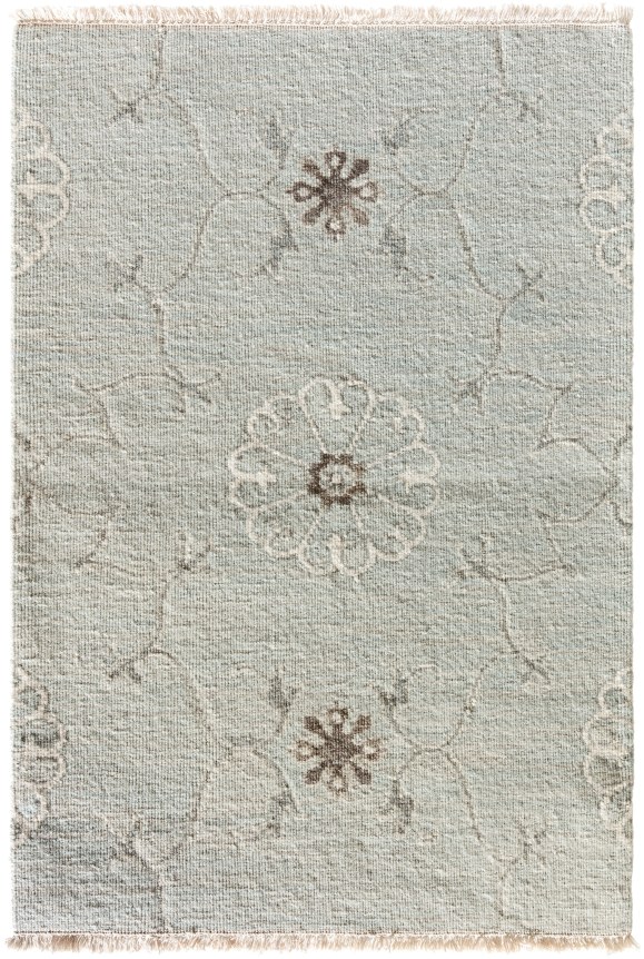 suzani 2' x 3' light blue sample