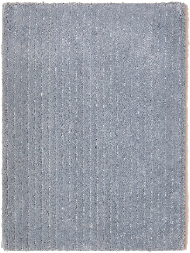 linear luster 4 sample in the stormy day color way. this is a blue grey color. the sample has a vertical rib patterning