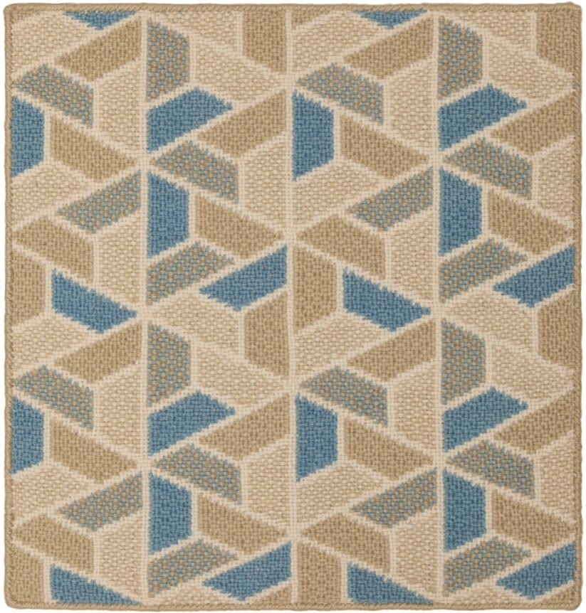 neroli 2' x 2' flatweave sample in the blue beige colorway. it's a geometric pattern