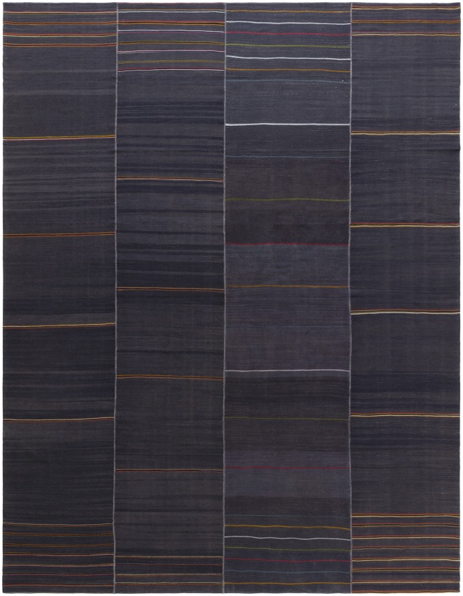 Hand-woven Wool Charcoal Kia Sar Flatweave Rug