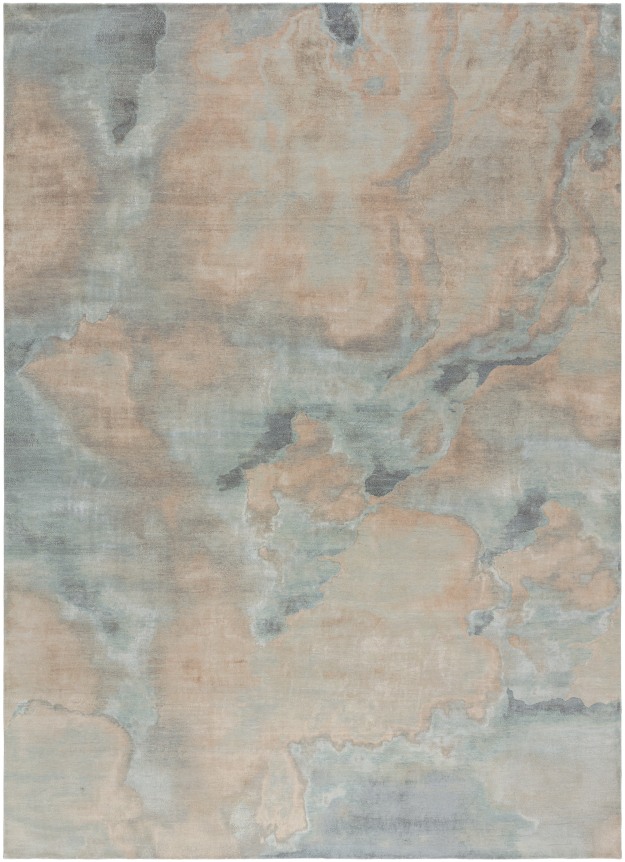 abstract pearlescent-like wool and silk rug