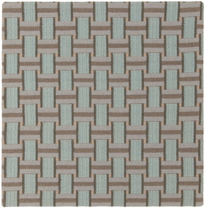 hosna 2' x 2' flatweave sample in the blue grey colorway. it features a small basketweave pattern