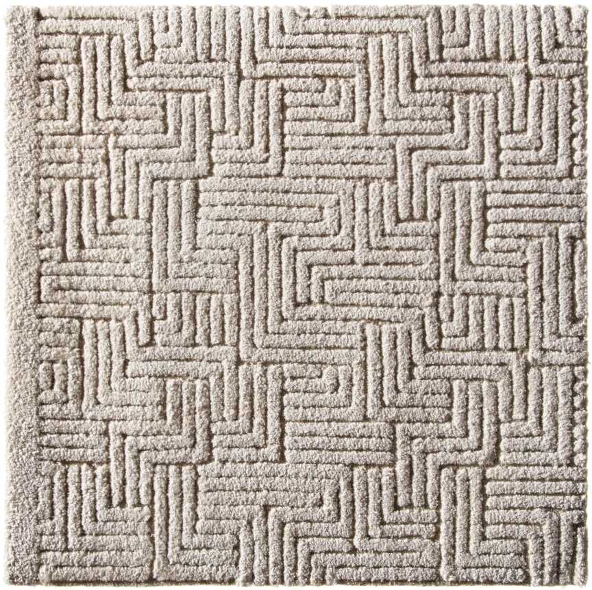 light platinum hand-tufted josiah sample featuring a raised pile maze pattern