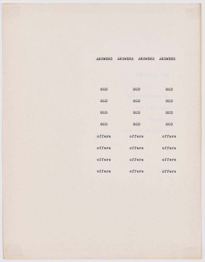 N.H. Pritchard, Untitled (Answers / Many Blessings) at Peter Freeman, Inc.