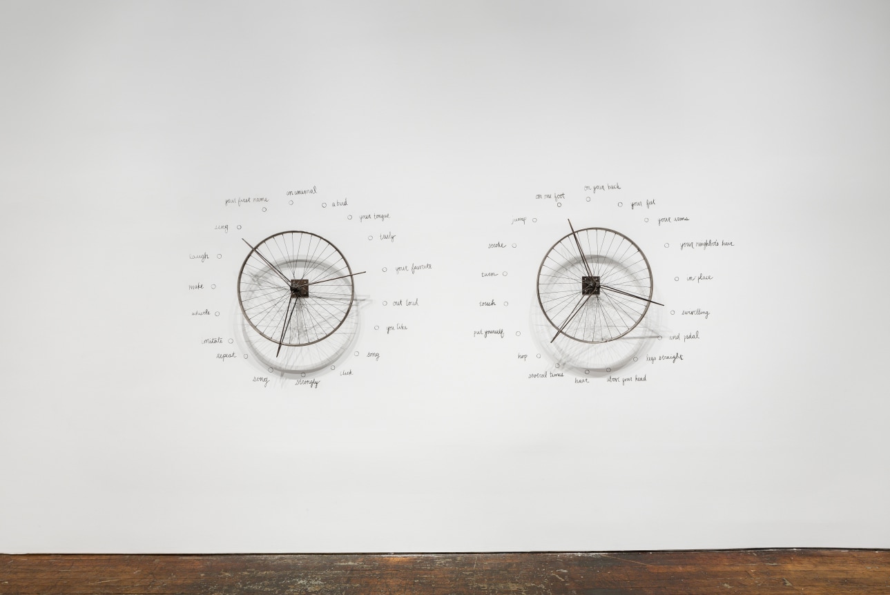 Robert Filiou Danse-po&egrave;me al&eacute;atoire collectif (&agrave; performer deux par deux, chacun(e) tournant une roue) [Collective Dance Poem by Chance (To Be Performed by Two Players, Each Turning One Wheel)]