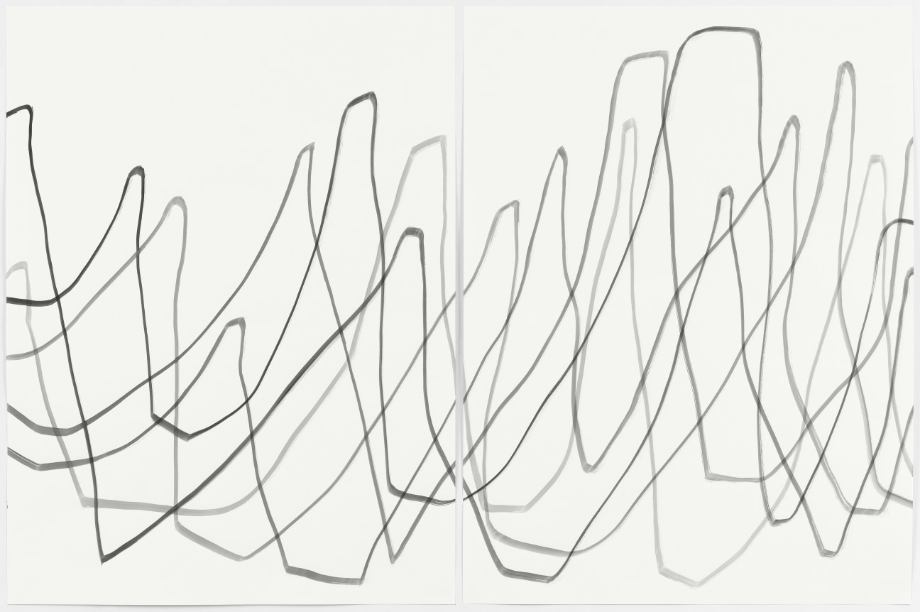 Untitled 2015 gouache on paper in 2 parts in artist's frame