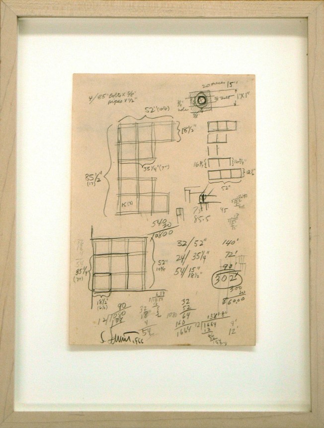 Sol Lewitt.&nbsp;&nbsp;Untitled,&nbsp;1966.&nbsp; Ink and pencil on paper, 13 x 9.75 inches, framed.&nbsp;&nbsp;
