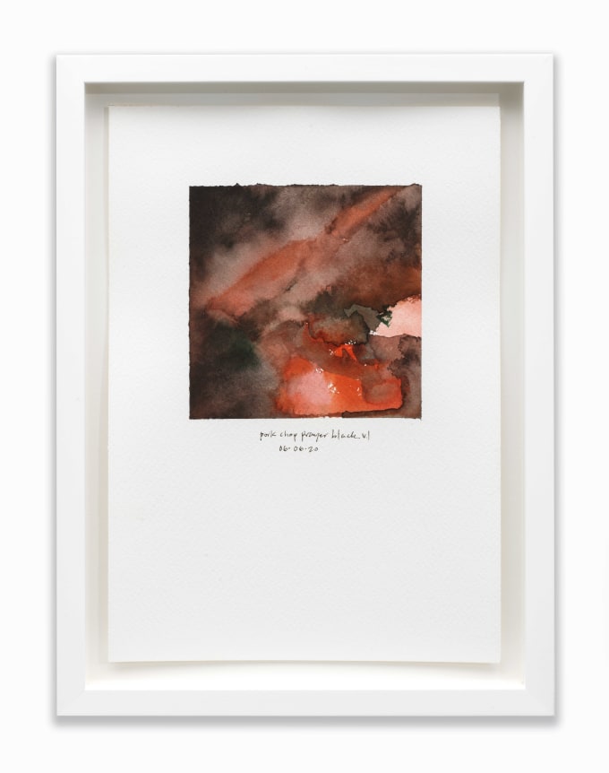 What black is this you say?&mdash;&quot;You secretly believe praying over your smothered pork chops reduces the risk of hypertension and calories&quot;&mdash;black, v1 (study for 06.06.20), 2020, Watercolor on paper