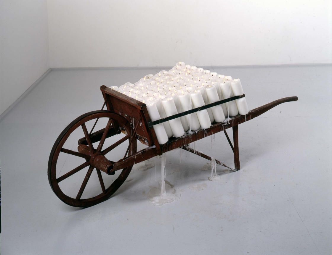 Installation view at Rhona Hoffman Gallery, Donald Lipski, 1988.