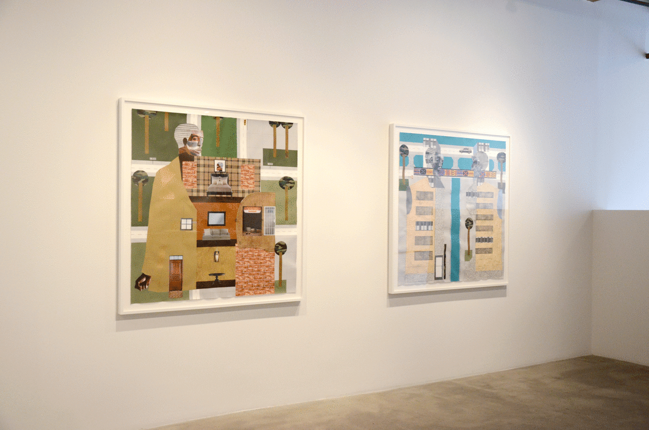 Installation view at Rhona Hoffman Gallery, Derrick Adams, Borough, 2014