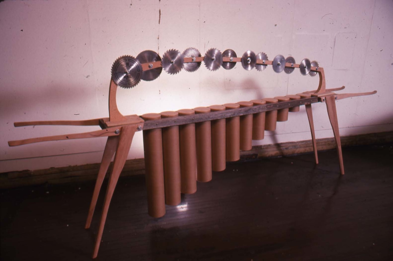 Installation view at Rhona Hoffman Gallery, Sam Pappas, Musical Scores and Instruments, 1984