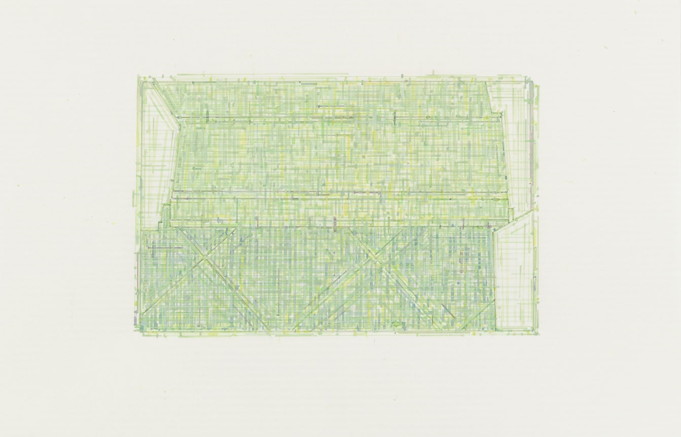 Julia Fish.&nbsp;&nbsp;Trace 4: after Threshold, SouthWest - Two [ spectrum: green ],&nbsp;2010.&nbsp; Ink on UV paper, 12 x 18 inches, framed.&nbsp;&nbsp;