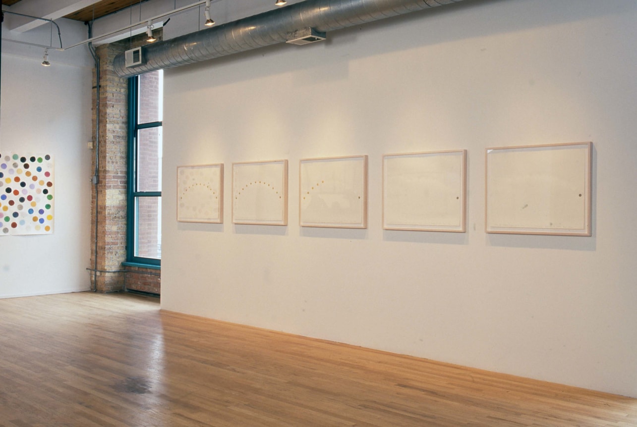 Installation view at Rhona Hoffman Gallery, Spencer Finch, 2001.