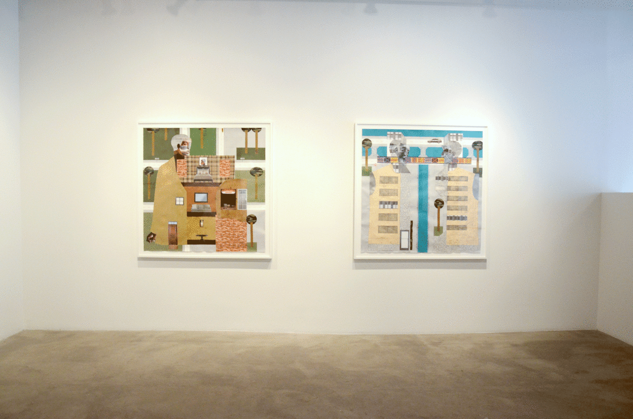 Installation view at Rhona Hoffman Gallery, Derrick Adams, Borough, 2014