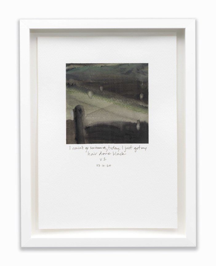 AMANDA WILLIAMS What black is this you say?&mdash;&quot;I cain&#039;t go swimming today, I just got my hair done&quot;&mdash;black, v2&nbsp;(study for 07.10.20), 2020