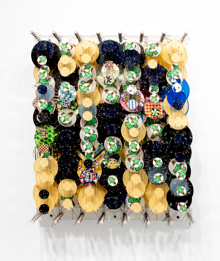 JACOB HASHIMOTO,&nbsp;A survey of miserable enchantments,&nbsp;2021, Bamboo, acrylic, paper, wood, and Dacron, 32 x 25 7/8&nbsp;x 8.25 inches