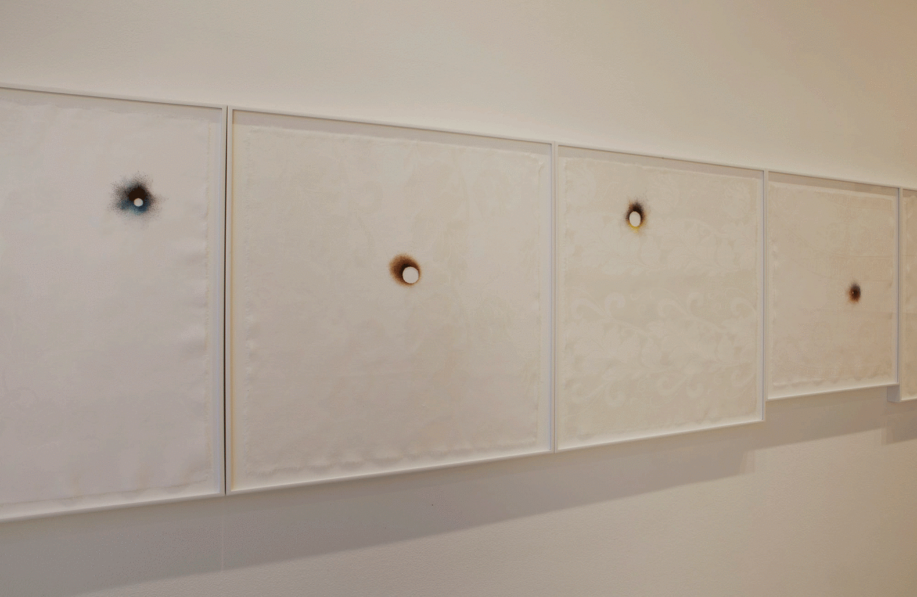 Installation view at Rhona Hoffman Gallery, Anne Wilson, Dispersions, 2013