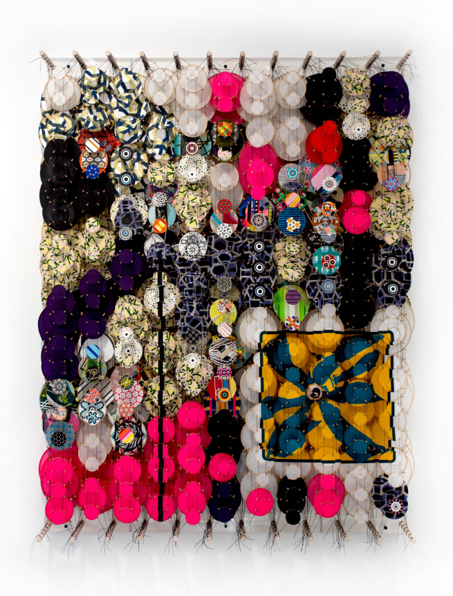 The Long Shadow of This Forest&#039;s Terrible Darkness,&nbsp;2019.&nbsp; Wood, acrylic, bamboo, paper and Dacron, 52 x 42 x 8.25 inches.