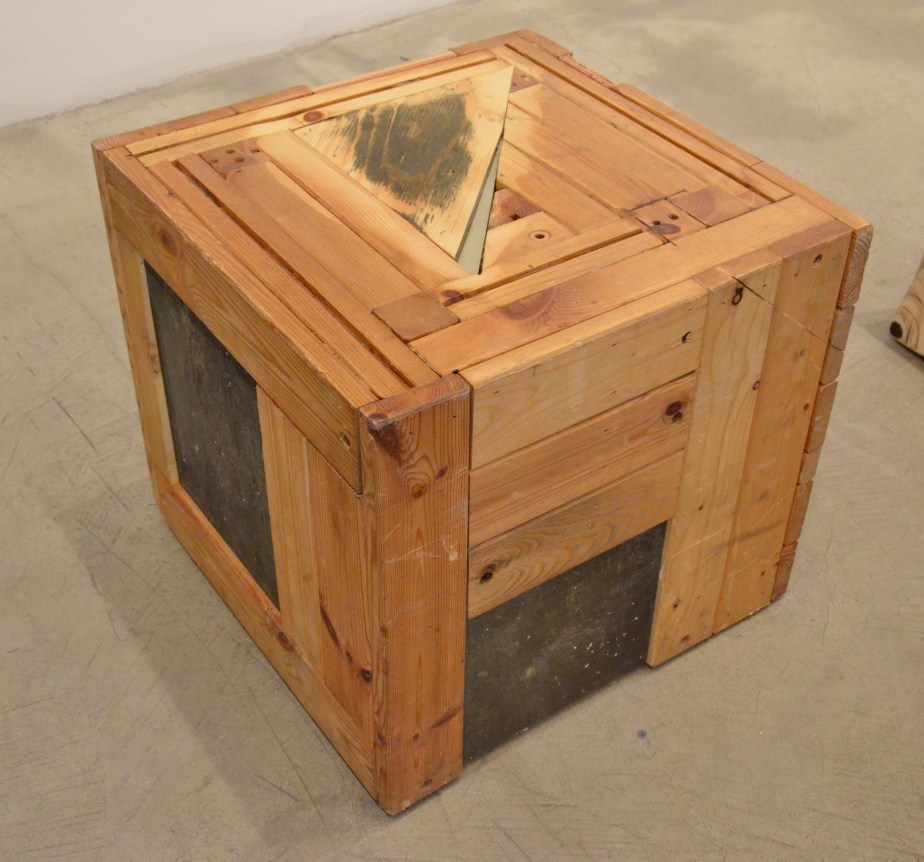 Chicago Archive Series - Infinite Set, 2013-15.&nbsp;Materials salvaged from recently closed Chicago public schools,&nbsp;14 x 14 x 14 inches.