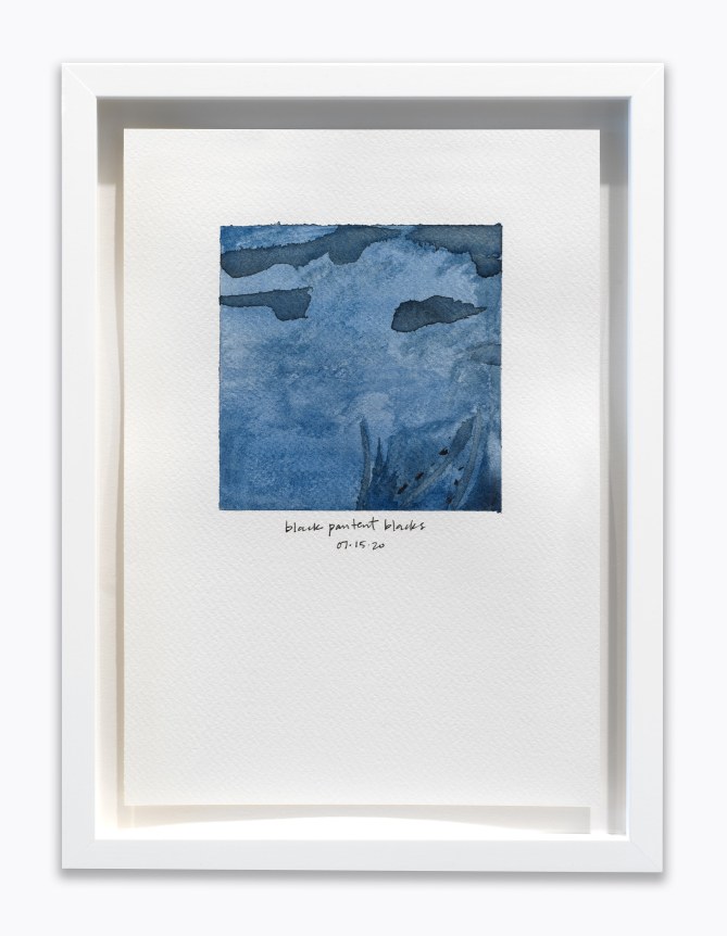 Amanda Williams.&nbsp;What black is this you say?&mdash;&ldquo;You can recite the names of more unarmed black people killed by police violence, than you can the names of black people holding U.S. Patents for innovation.&rdquo;&mdash;black (study for 07.15.20),&nbsp;2020. Watercolor on paper, 7 x 10 inches.&nbsp;