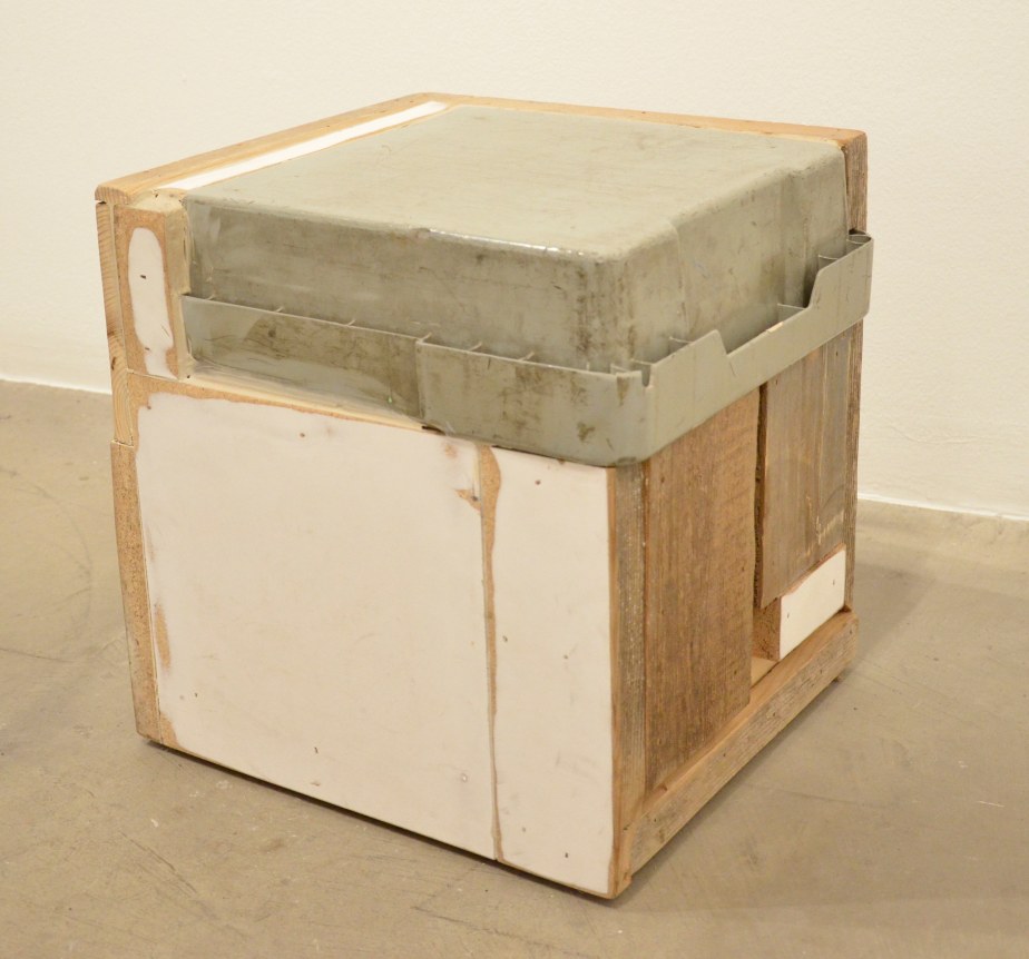 Chicago Archive Series - Infinite Set, 2013-15. Materials salvaged from recently closed Chicago public schools, 14 x 14 x 14 inches.