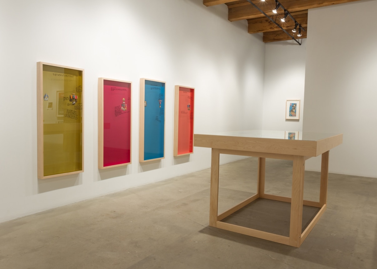 Installation view at Rhona Hoffman Gallery, Michael Rakowitz, The Breakup, 2014