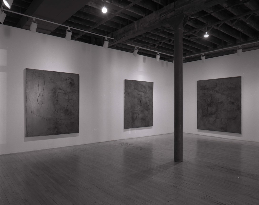 Installation view at Rhona Hoffman Gallery, James Brown,&nbsp;Paintings and Works on Paper, 1986.