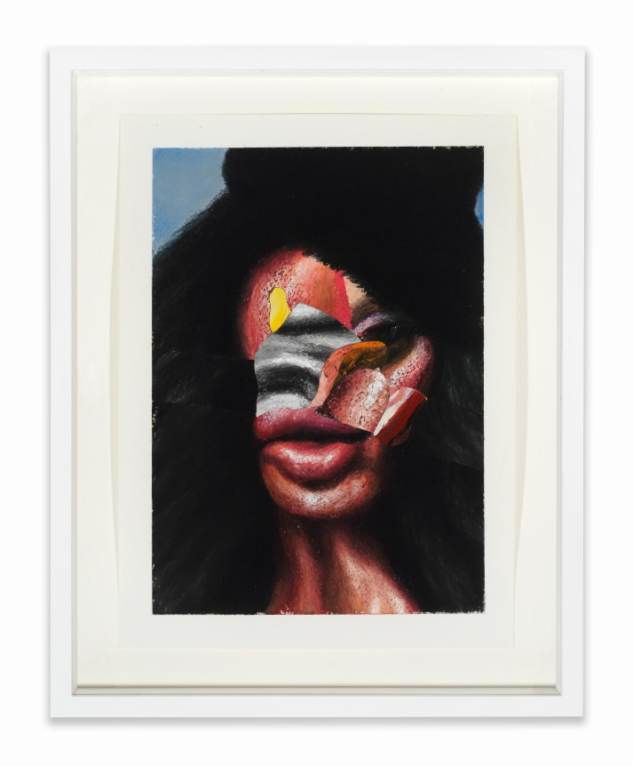 Hard To Believe She&#039;s A Mom, Now, 2020.&nbsp; Black charcoal, gouache, soft pastel, oil pastel, oil paint, paint stick on Arches paper, 12 x 9 inches.