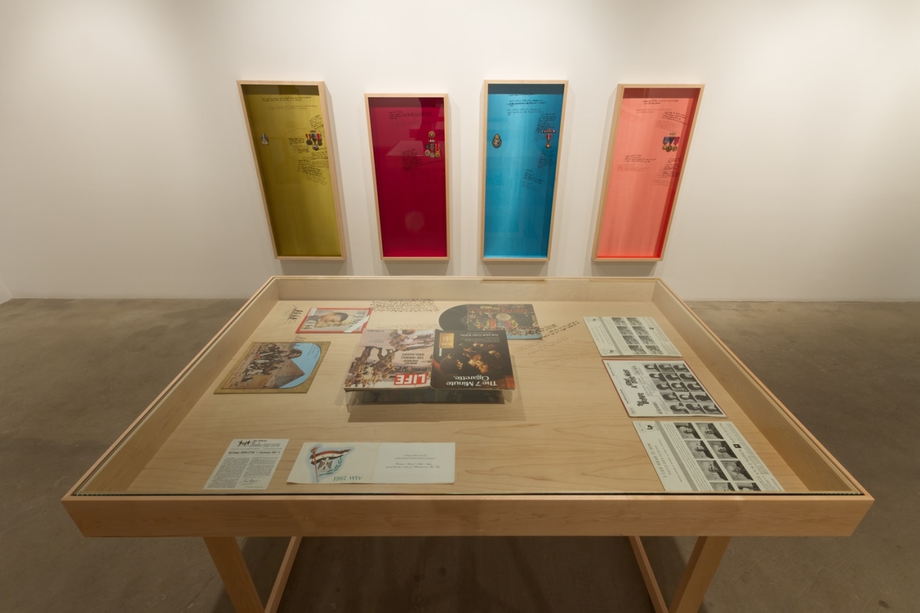 Installation view at Rhona Hoffman Gallery, Michael Rakowitz, The Breakup, 2014